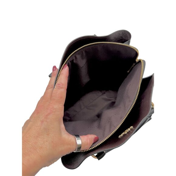 Coach Gold/Black Channing Polished Pebble & Crossgrain Leather Carryall (73568) - Picture 2 of 13